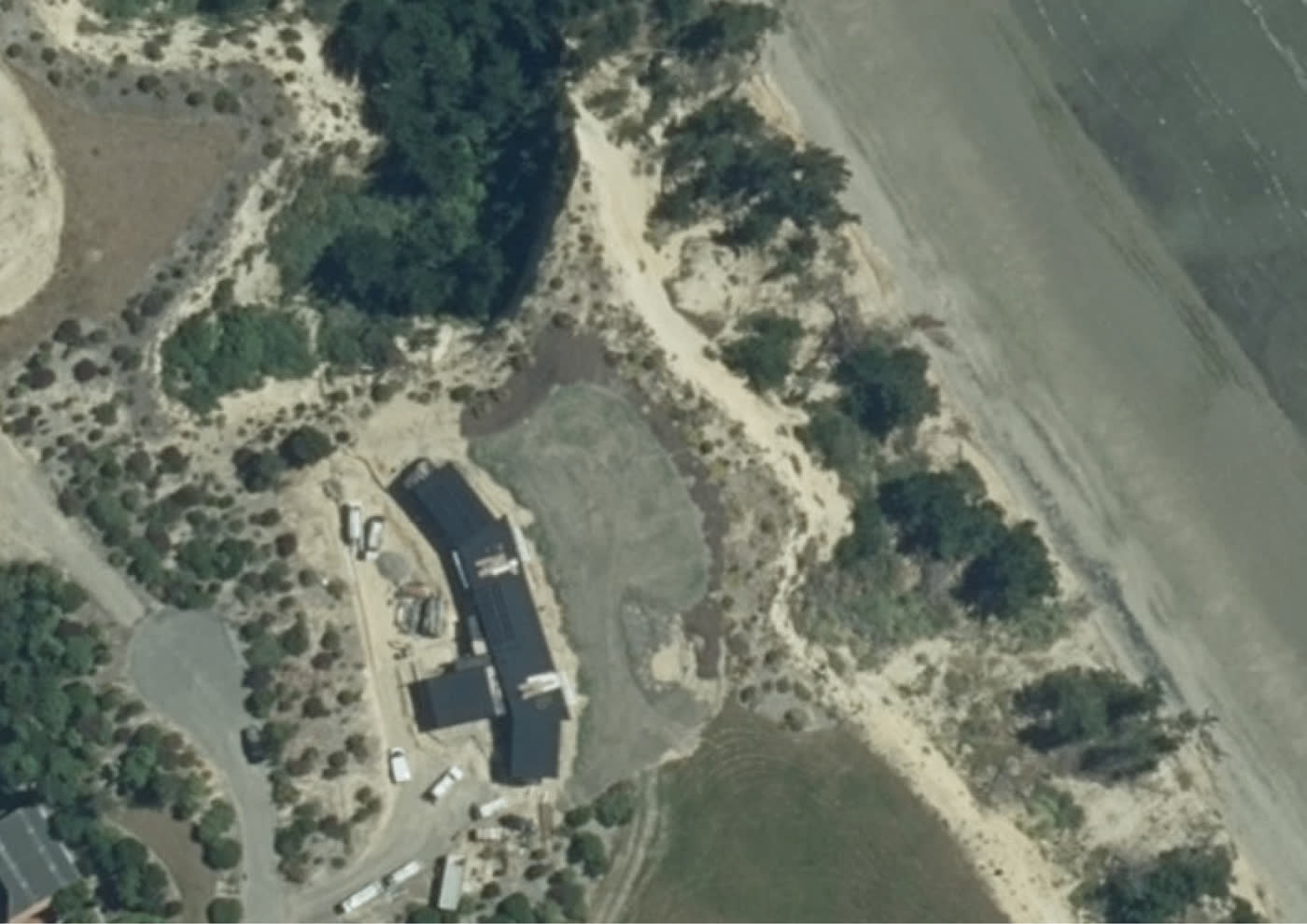 Satellite view of the Tasman Cliffs site before survey
